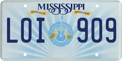 MS license plate LOI909
