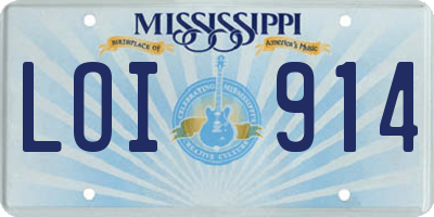 MS license plate LOI914