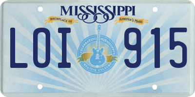 MS license plate LOI915