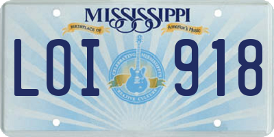 MS license plate LOI918