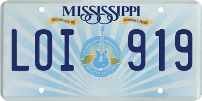 MS license plate LOI919