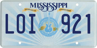 MS license plate LOI921
