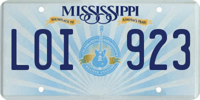 MS license plate LOI923
