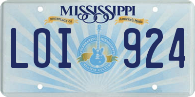 MS license plate LOI924