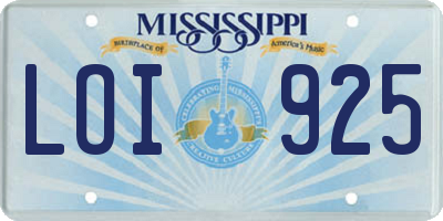 MS license plate LOI925