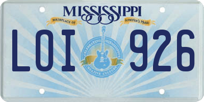 MS license plate LOI926