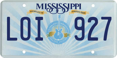 MS license plate LOI927