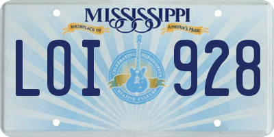 MS license plate LOI928