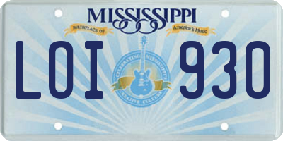 MS license plate LOI930