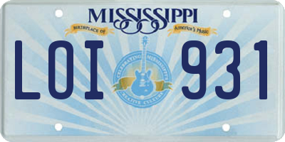 MS license plate LOI931