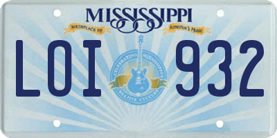 MS license plate LOI932