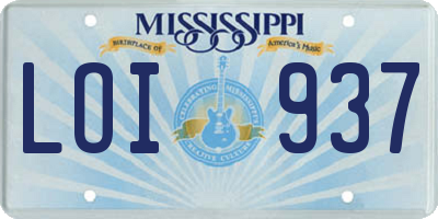 MS license plate LOI937