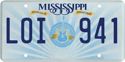 MS license plate LOI941