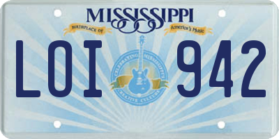 MS license plate LOI942