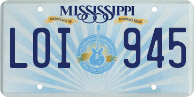 MS license plate LOI945
