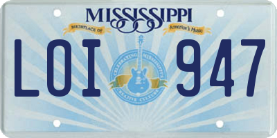 MS license plate LOI947