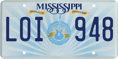 MS license plate LOI948