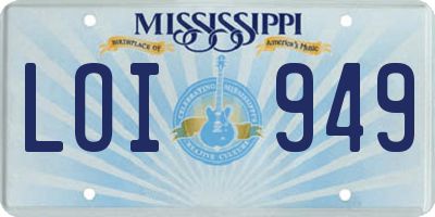MS license plate LOI949