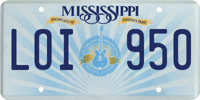 MS license plate LOI950