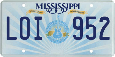 MS license plate LOI952