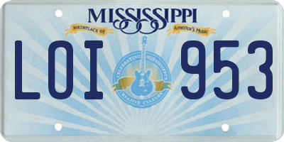 MS license plate LOI953