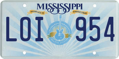 MS license plate LOI954