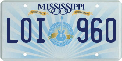 MS license plate LOI960