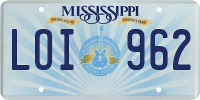 MS license plate LOI962