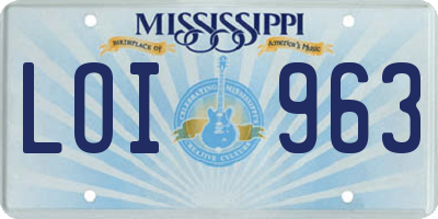MS license plate LOI963