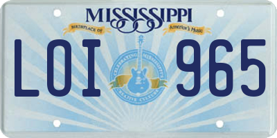 MS license plate LOI965