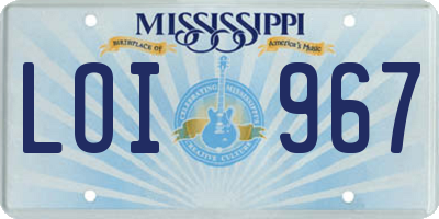 MS license plate LOI967