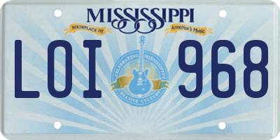 MS license plate LOI968