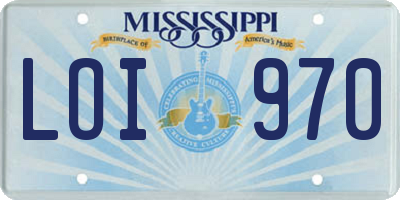 MS license plate LOI970