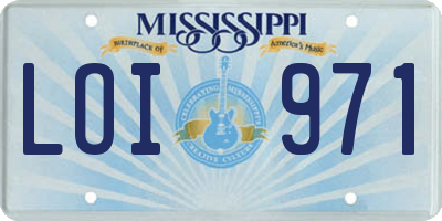 MS license plate LOI971