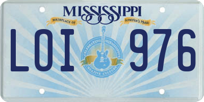 MS license plate LOI976