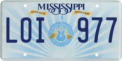 MS license plate LOI977