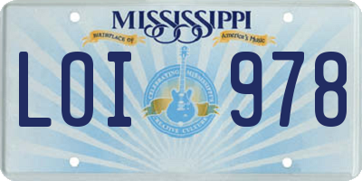 MS license plate LOI978