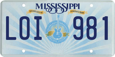 MS license plate LOI981