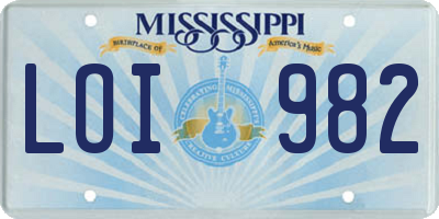 MS license plate LOI982