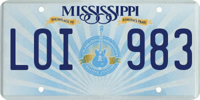 MS license plate LOI983