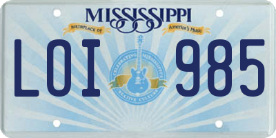 MS license plate LOI985