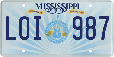 MS license plate LOI987