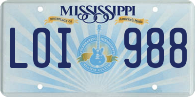 MS license plate LOI988