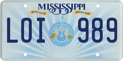 MS license plate LOI989