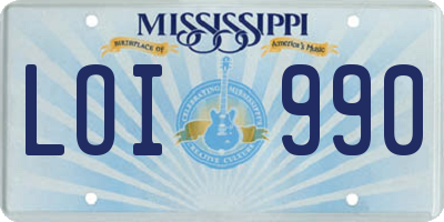 MS license plate LOI990