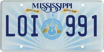 MS license plate LOI991