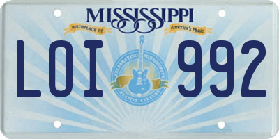 MS license plate LOI992