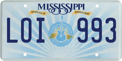 MS license plate LOI993