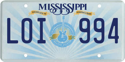 MS license plate LOI994