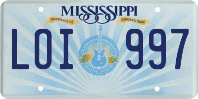 MS license plate LOI997